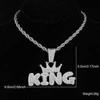 Hip-hop Letter Crown Stainless Steel Alloy Inlay Rhinestones Unisex Pendant Necklace main image 3
