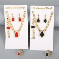 Stainless Steel 18K Gold Plated Simple Style Plating Inlay Square Water Droplets Zircon Jewelry Set main image 1