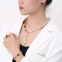 Stainless Steel 18K Gold Plated Simple Style Plating Inlay Square Water Droplets Zircon Jewelry Set main image 7
