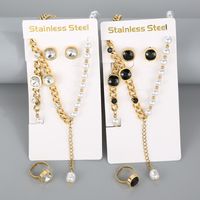 Stainless Steel 18K Gold Plated Simple Style Plating Inlay Square Water Droplets Zircon Jewelry Set main image 6