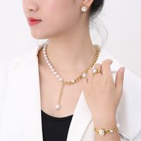 Stainless Steel 18K Gold Plated Simple Style Plating Inlay Square Water Droplets Zircon Jewelry Set main image 8