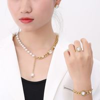 Stainless Steel 18K Gold Plated Simple Style Plating Inlay Square Water Droplets Zircon Jewelry Set main image 9