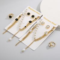 Stainless Steel 18K Gold Plated Simple Style Plating Inlay Square Water Droplets Zircon Jewelry Set main image 10