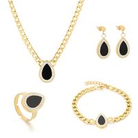 Stainless Steel 18K Gold Plated Simple Style Plating Inlay Square Water Droplets Zircon Jewelry Set sku image 3