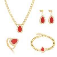 Stainless Steel 18K Gold Plated Simple Style Plating Inlay Square Water Droplets Zircon Jewelry Set sku image 1