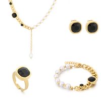 Stainless Steel 18K Gold Plated Simple Style Plating Inlay Square Water Droplets Zircon Jewelry Set sku image 5