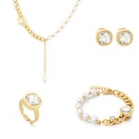 Stainless Steel 18K Gold Plated Simple Style Plating Inlay Square Water Droplets Zircon Jewelry Set sku image 6