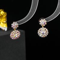 Wholesale Jewelry Shiny Flower Rhinestone Rhinestones Silver Plated Plating Inlay Drop Earrings main image 2