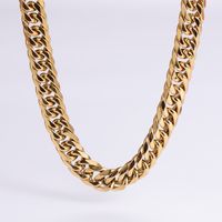 Hip-hop Rock Solid Color Stainless Steel Polishing Plating 18k Gold Plated Men's Long Necklace main image 3