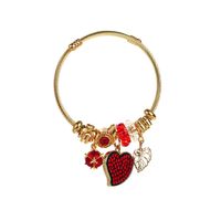 Elegant Luxurious Heart Shape Stainless Steel Alloy Beaded Hollow Out Inlay Rhinestones Wristband Bangle main image 2