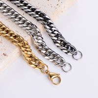 Hip-hop Rock Solid Color Stainless Steel Polishing Plating 18k Gold Plated Men's Long Necklace main image 5