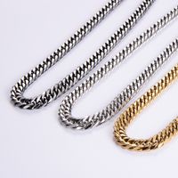 Hip-hop Rock Solid Color Stainless Steel Polishing Plating 18k Gold Plated Men's Long Necklace main image 4