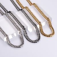 Hip-hop Rock Solid Color Stainless Steel Polishing Plating 18k Gold Plated Men's Long Necklace main image 1