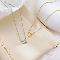 Simple Style Heart Shape Stainless Steel Plating Inlay Zircon White Gold Plated Gold Plated Pendant Necklace main image 6
