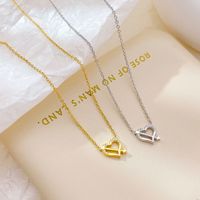 Simple Style Heart Shape Stainless Steel Plating Inlay Zircon White Gold Plated Gold Plated Pendant Necklace main image 1