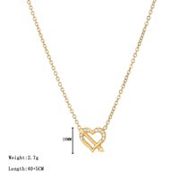 Simple Style Heart Shape Stainless Steel Plating Inlay Zircon White Gold Plated Gold Plated Pendant Necklace sku image 1