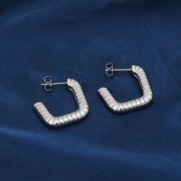1 Pair Casual Modern Style Classic Style Square Plating Stainless Steel Silver Plated Earrings main image 2