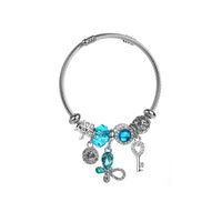 Elegant Cute Round Butterfly Key Stainless Steel Alloy Beaded Inlay Rhinestones Bangle main image 2