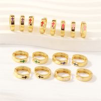 1 Pair Retro Simple Style Cross Snake Wine Glass Enamel Plating Copper 18k Gold Plated Hoop Earrings main image 5