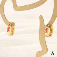 1 Pair Retro Simple Style Cross Snake Wine Glass Enamel Plating Copper 18k Gold Plated Hoop Earrings sku image 8