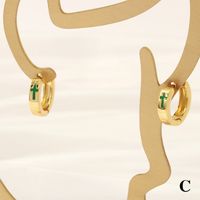 1 Pair Retro Simple Style Cross Snake Wine Glass Enamel Plating Copper 18k Gold Plated Hoop Earrings main image 8