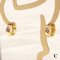 1 Pair Retro Simple Style Cross Snake Wine Glass Enamel Plating Copper 18k Gold Plated Hoop Earrings sku image 5