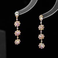Wholesale Jewelry Sweet Flower Alloy Rhinestones Silver Plated Plating Inlay Drop Earrings main image 7