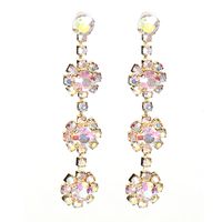 Wholesale Jewelry Sweet Flower Alloy Rhinestones Silver Plated Plating Inlay Drop Earrings main image 8