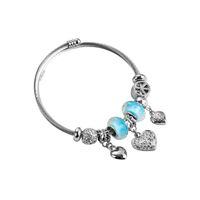 Elegant Cute Heart Shape Stainless Steel Alloy Beaded Hollow Out Carving Bangle main image 2