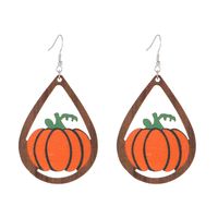 Wholesale Jewelry Funny Streetwear Pumpkin Wood Drop Earrings sku image 1