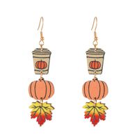 Wholesale Jewelry Funny Streetwear Pumpkin Wood Drop Earrings sku image 4