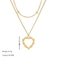 Simple Style Heart Shape Stainless Steel Plating Hollow Out White Gold Plated Gold Plated Double Layer Necklaces sku image 1