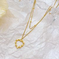 Simple Style Heart Shape Stainless Steel Plating Hollow Out White Gold Plated Gold Plated Double Layer Necklaces main image 4