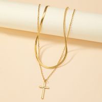 Retro Lady Streetwear Cross 14k Gold Plated Artificial Rhinestones Alloy Wholesale Double Layer Necklaces main image 5