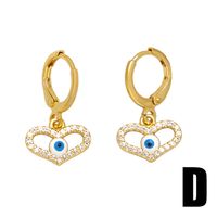 1 Pair Original Design Fashion Devil's Eye Hand Of Fatima Enamel Inlay Copper Zircon 18k Gold Plated Drop Earrings main image 5