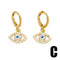 1 Pair Original Design Fashion Devil's Eye Hand Of Fatima Enamel Inlay Copper Zircon 18k Gold Plated Drop Earrings main image 3