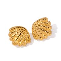 1 Pair Simple Style Classic Style Shell Plating 316 Stainless Steel  18K Gold Plated Ear Studs main image 5