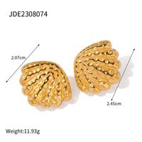 1 Pair Simple Style Classic Style Shell Plating 316 Stainless Steel  18K Gold Plated Ear Studs sku image 1