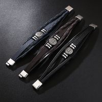 Casual Hip-hop Vintage Style Compass Pu Leather Alloy Men's Wristband main image 2