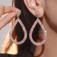 1 Pair Luxurious Shiny Water Droplets Plating Inlay Alloy Rhinestones Drop Earrings sku image 1