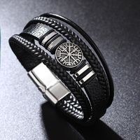 Casual Hip-hop Vintage Style Compass Pu Leather Alloy Men's Wristband sku image 1