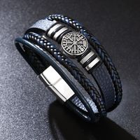 Casual Hip-hop Vintage Style Compass Pu Leather Alloy Men's Wristband sku image 2