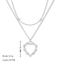 Simple Style Heart Shape Stainless Steel Plating Hollow Out White Gold Plated Gold Plated Double Layer Necklaces sku image 2