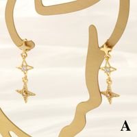 1 Pair Casual Simple Style Star Plating Inlay Copper Zircon 18k Gold Plated Drop Earrings main image 4