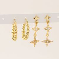 1 Pair Casual Simple Style Star Plating Inlay Copper Zircon 18k Gold Plated Drop Earrings main image 6