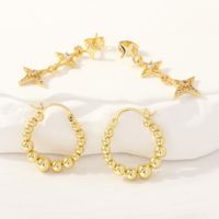 1 Pair Casual Simple Style Star Plating Inlay Copper Zircon 18k Gold Plated Drop Earrings main image 1