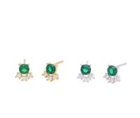 1 Pair Vintage Style Geometric Color Block Plating Inlay Sterling Silver Zircon White Gold Plated Ear Studs main image 1