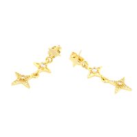 1 Paire Décontractée Style Simple Star Placage Incruster Le Cuivre Zircon Plaqué Or 18k Boucles D'oreilles main image 3