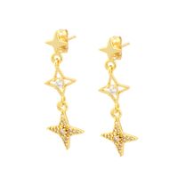 1 Pair Casual Simple Style Star Plating Inlay Copper Zircon 18k Gold Plated Drop Earrings main image 2