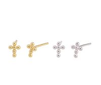1 Pair Vintage Style Simple Style Cross Solid Color Plating Sterling Silver Gold Plated Ear Studs main image 1